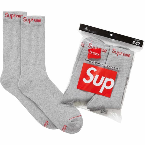 Supreme Hanes Crew Socks (4 Pack) - Heather Grey (front)