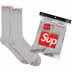 Supreme Hanes Crew Socks (4 Pack) - Heather Grey (front)