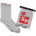Supreme Hanes Crew Socks (4 Pack) - Heather Grey (front)