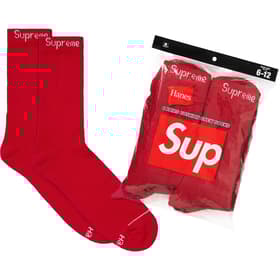 Supreme Hanes Crew Socks (4 Pack) Red