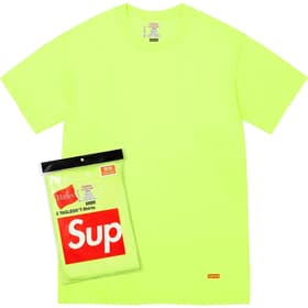 Supreme Hanes Tagless T-shirts (2 Pack) Fluorescent Yellow