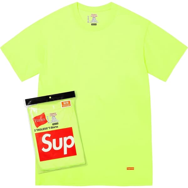 Supreme Hanes Tagless T-shirts (2 Pack) - Fluorescent Yellow (front)