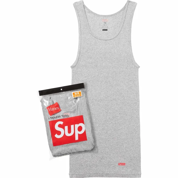 Supreme Hanes Tagless Tank Tops (3 Pack) - Heather Grey (front)