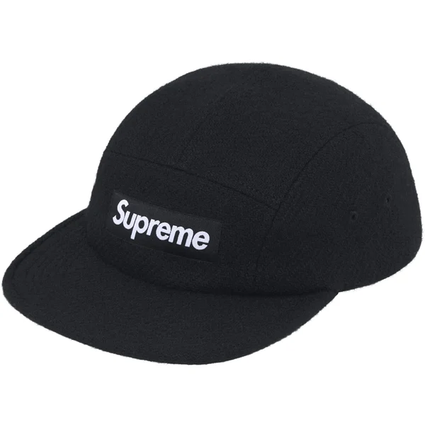 Supreme Harris Tweed Camp Cap - Black (front)