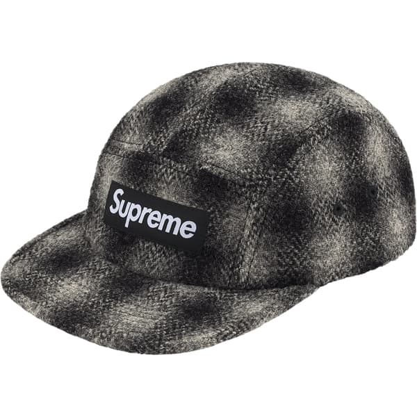 Supreme Harris Tweed Camp Cap - Black (front)