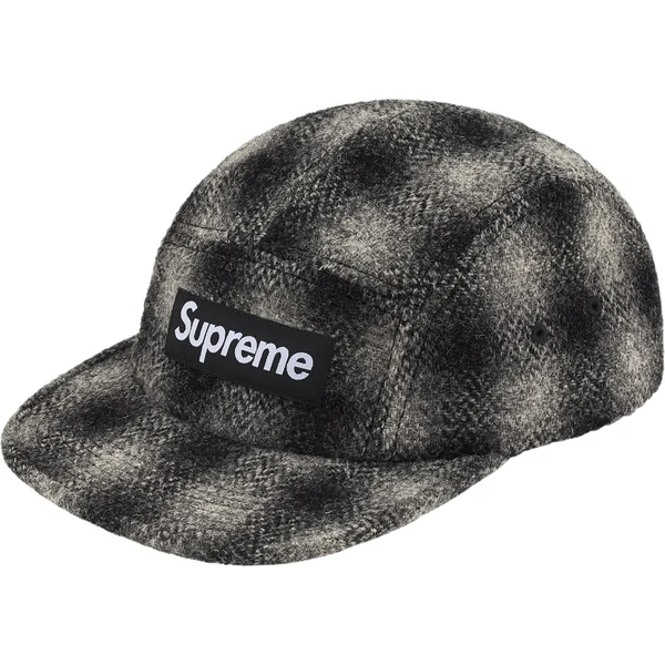 Supreme Harris Tweed Camp Cap - Black (front)