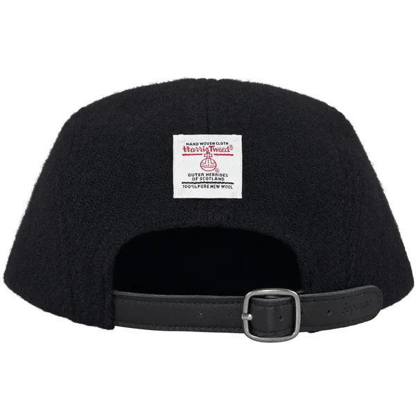 Supreme Harris Tweed Camp Cap - Black (front)