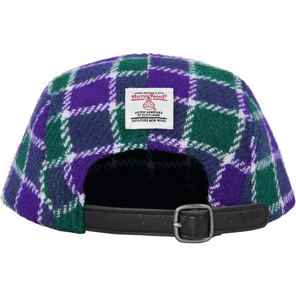 Supreme Harris Tweed Camp Cap - Green Plaid (front)