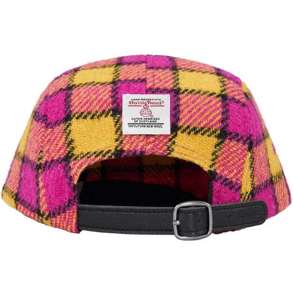 Supreme Harris Tweed Camp Cap - Pink Plaid (front)