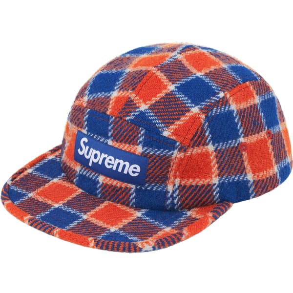 Supreme Harris Tweed Camp Cap - Red Plaid (front)