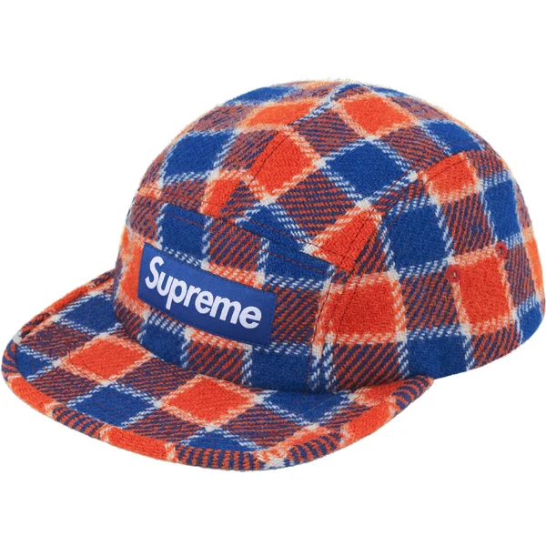 Supreme Harris Tweed Camp Cap - Red Plaid (front)