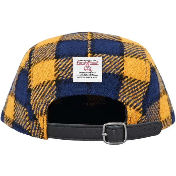 Supreme Harris Tweed Camp Cap - Yellow Plaid (front)