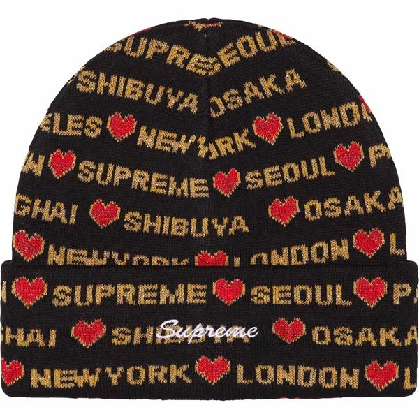 Supreme Hearts Beanie - Black (front)