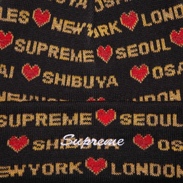 Supreme Hearts Beanie - Black (front)