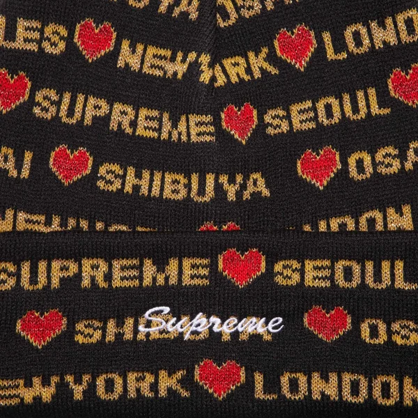 Supreme Hearts Beanie - Black (front)
