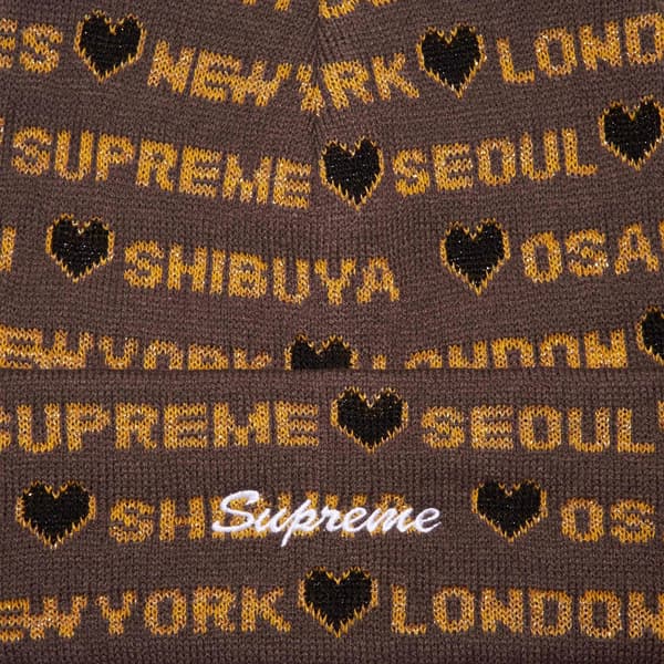 Supreme Hearts Beanie - Brown (front)