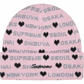 Supreme Hearts Beanie Light Pink