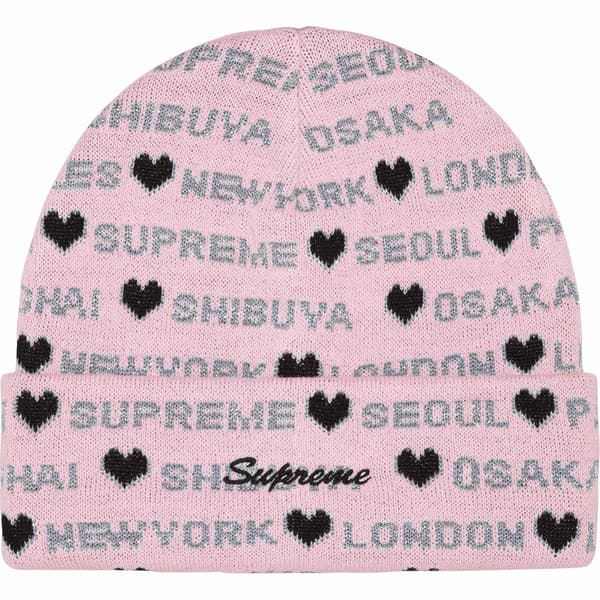 Supreme Hearts Beanie - Light Pink (front)