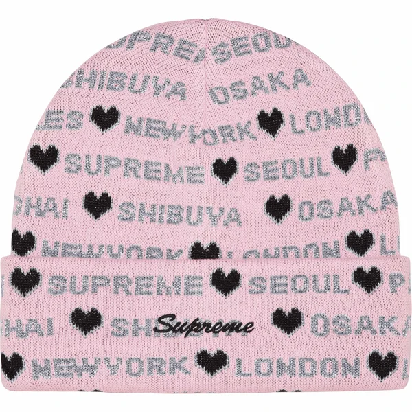 Supreme Hearts Beanie - Light Pink (front)