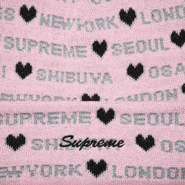 Supreme Hearts Beanie - Light Pink (front)