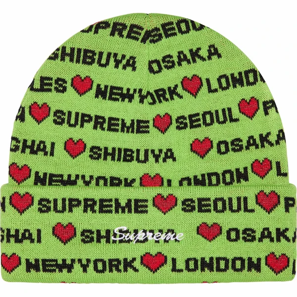 Supreme Hearts Beanie - Lime (front)