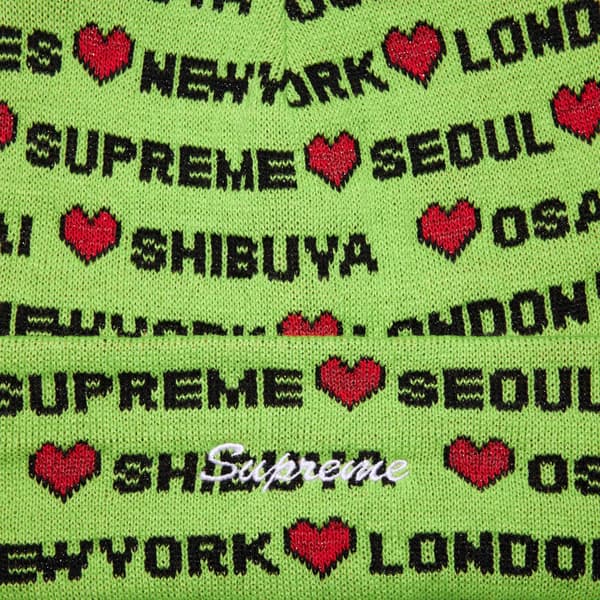 Supreme Hearts Beanie - Lime (front)