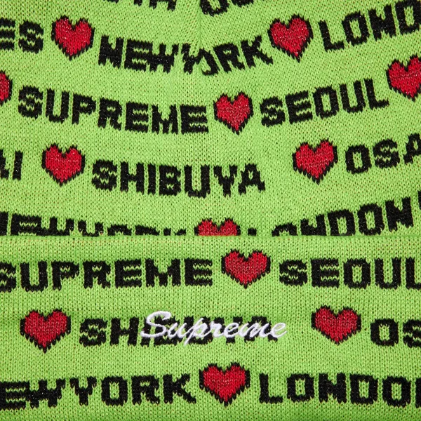 Supreme Hearts Beanie - Lime (front)