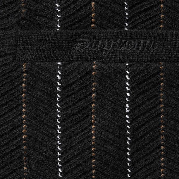 Supreme Herringbone Cardigan - Black (front)