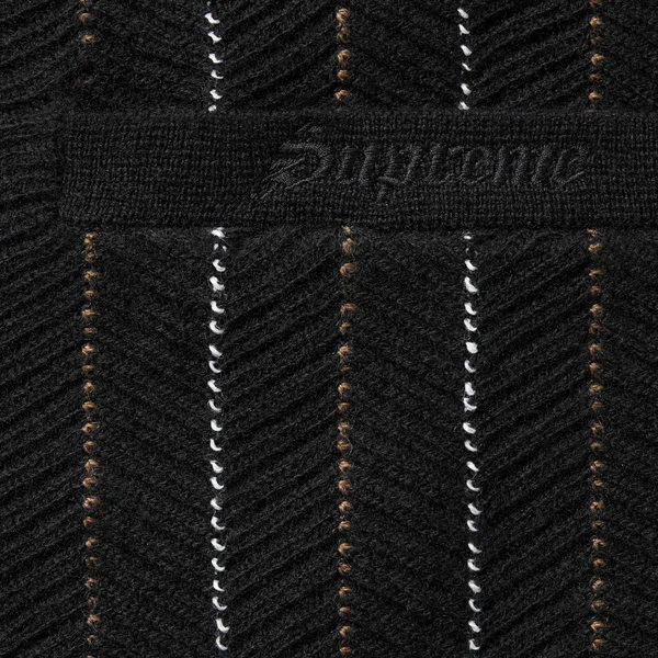 Supreme Herringbone Cardigan - Black (front)