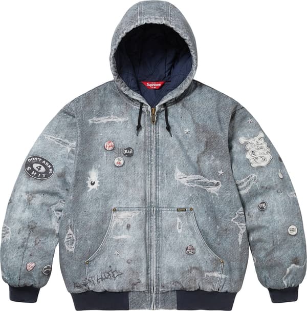 Supreme HJR Trompe L'oeil Hooded Work Jacket - Blue (front)