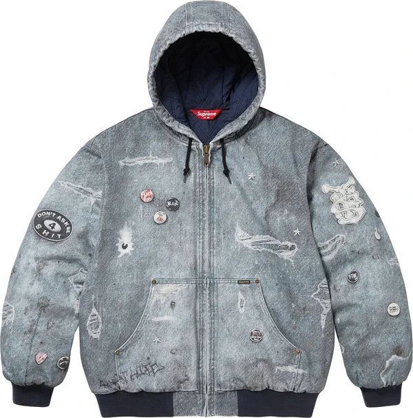 Supreme HJR Trompe L'oeil Hooded Work Jacket - Blue (front)