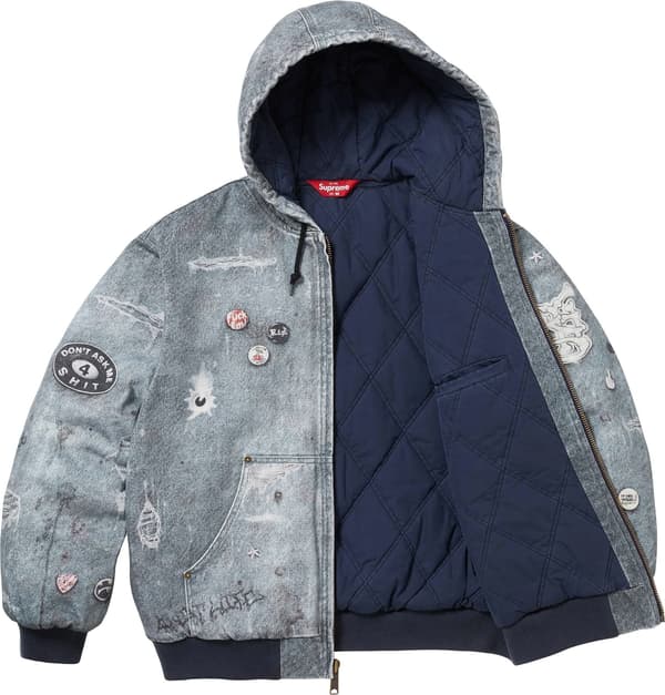 Supreme HJR Trompe L'oeil Hooded Work Jacket - Blue (front)