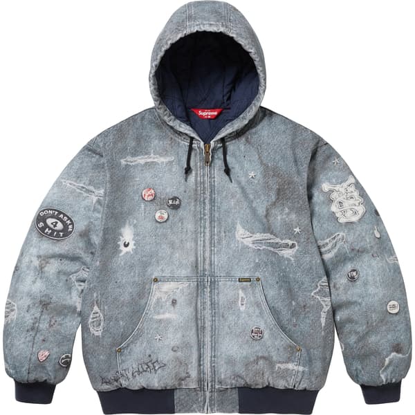 Supreme HJR Trompe L'oeil Hooded Work Jacket - Blue (front)