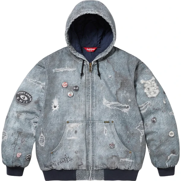 Supreme HJR Trompe L'oeil Hooded Work Jacket - Blue (front)
