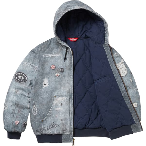 Supreme HJR Trompe L'oeil Hooded Work Jacket - Blue (front)