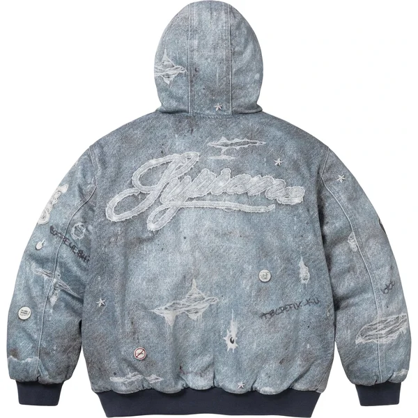 Supreme HJR Trompe L'oeil Hooded Work Jacket - Blue (front)