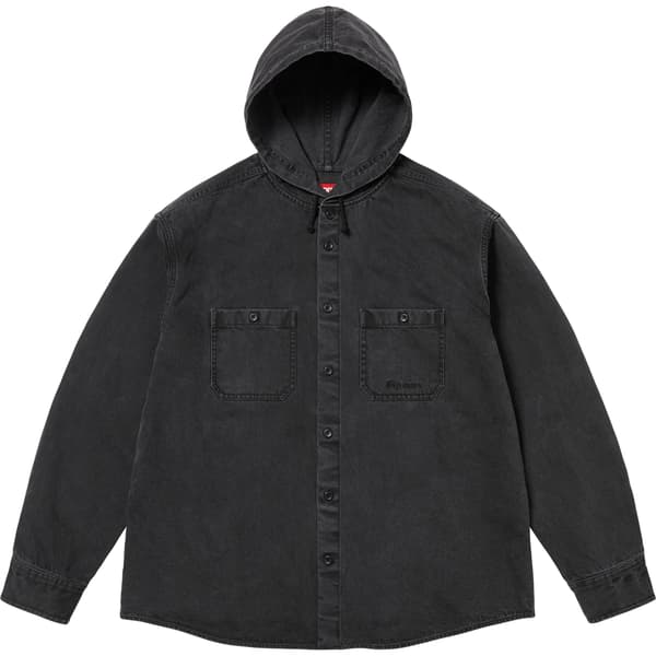 Supreme Hooded Denim Shirt - Black (front)