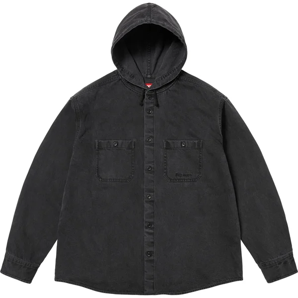 Supreme Hooded Denim Shirt - Black (front)