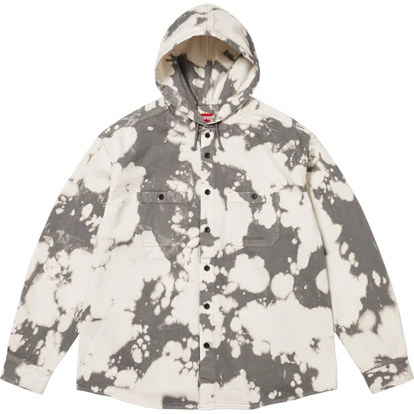 Supreme Hooded Denim Shirt - Bleached (front)