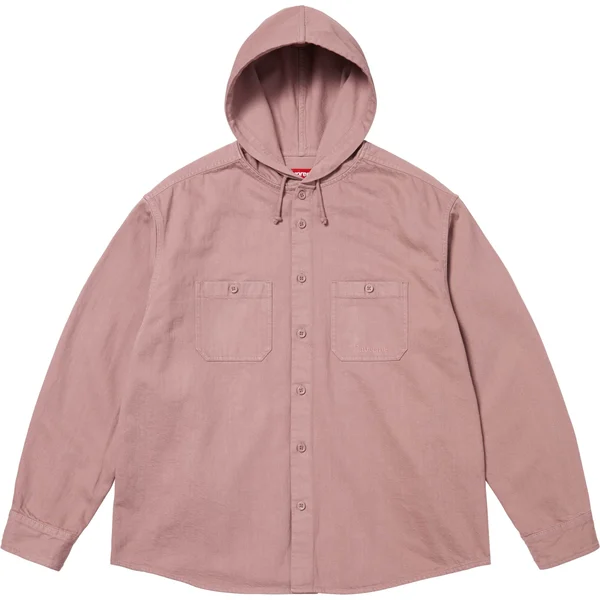 Supreme Hooded Denim Shirt - Dusty Pink (front)