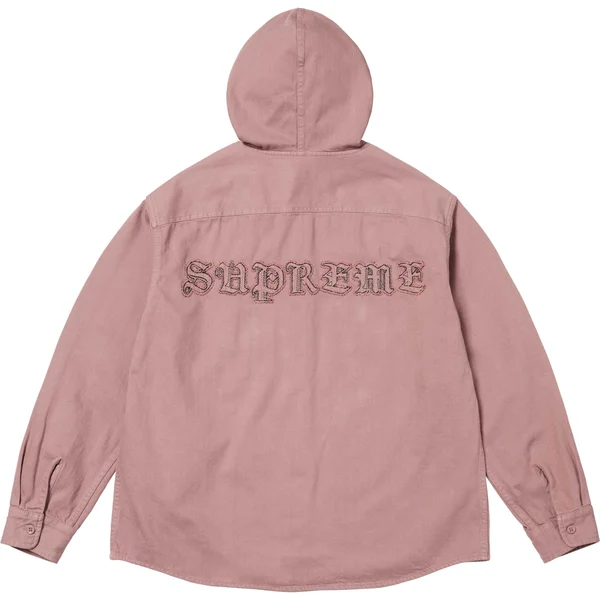 Supreme Hooded Denim Shirt - Dusty Pink (front)
