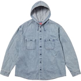 Supreme Hooded Denim Shirt Washed Indigo