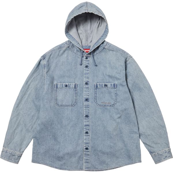 Supreme Hooded Denim Shirt - Washed Indigo (front)