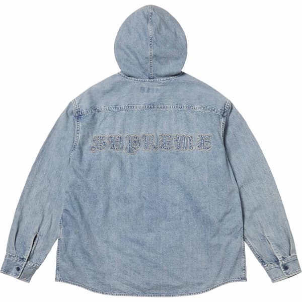 Supreme Hooded Denim Shirt - Washed Indigo (front)