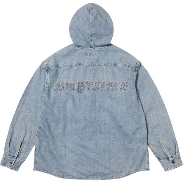 Supreme Hooded Denim Shirt - Washed Indigo (front)