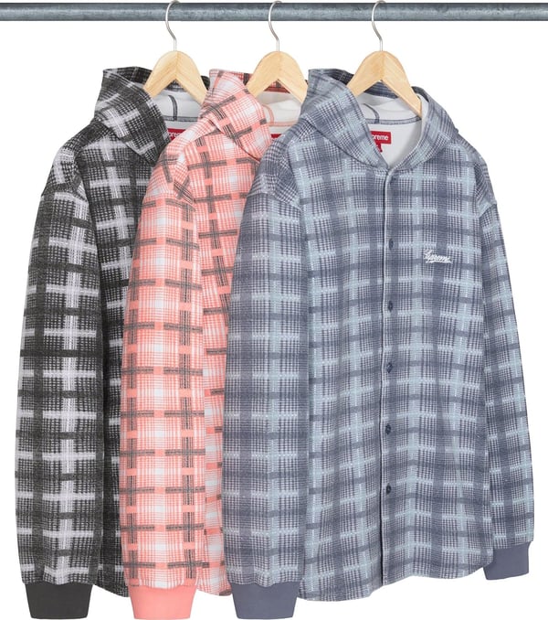 Supreme Hooded Plaid Knit Shirt - Product Image