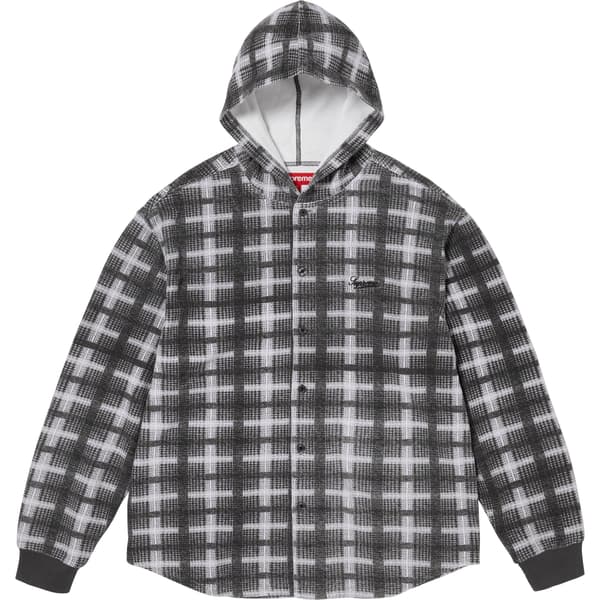 Supreme Hooded Plaid Knit Shirt - Black (front)