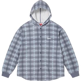 Supreme Hooded Plaid Knit Shirt Blue