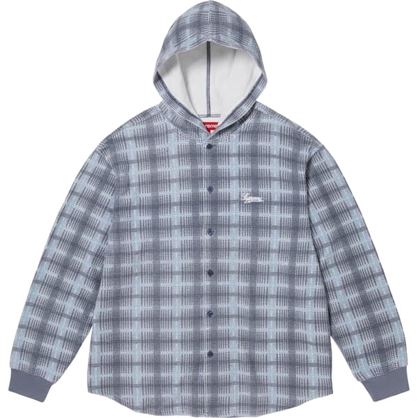 Supreme Hooded Plaid Knit Shirt - Blue (front)