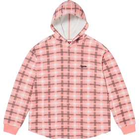Supreme Hooded Plaid Knit Shirt Pink